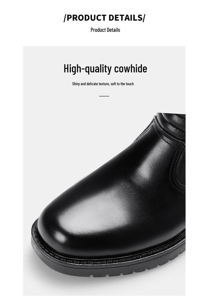 Men's Genuine Leather Equestrian Riding Boots with Zipper - Over-the-Knee Spring & Autumn Style