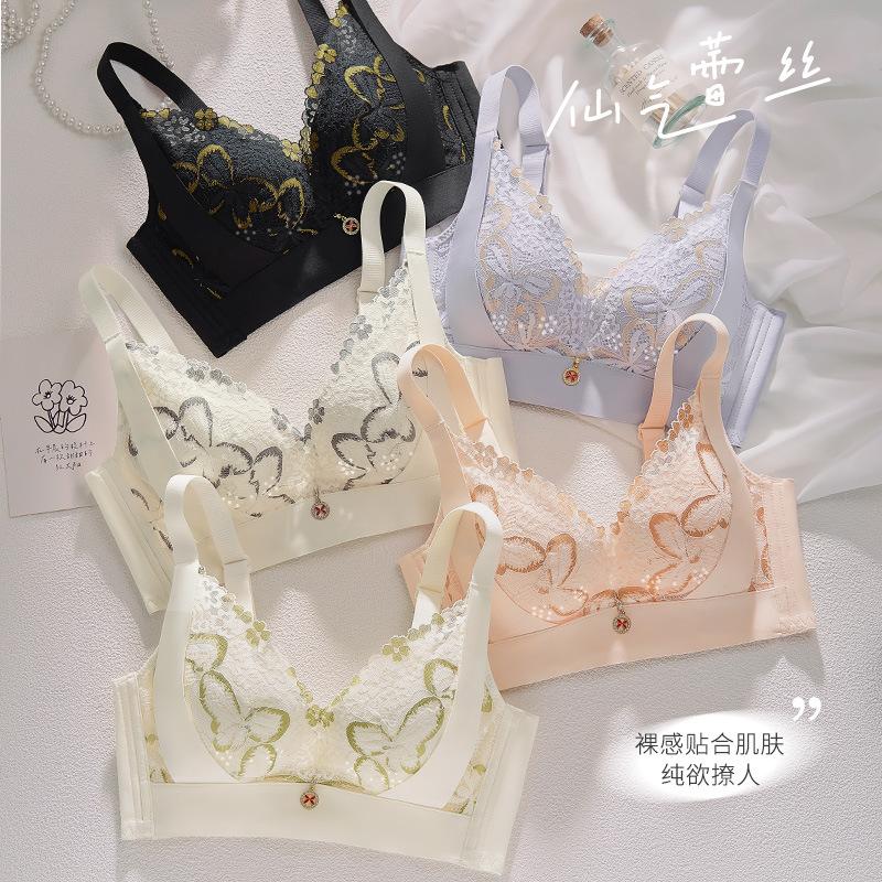 New product no steel ring adjustment bra cover gathering medium and thick side collection sexy breathable hole cup anti-sagging
