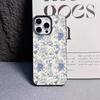 Custodia per Telefono Floreale Vintage per iPhone 17 16 15 14 Plus 13 12 11 Pro Max Modello Floreale Blu Retro Cover Protettiva in TPU Antiurto