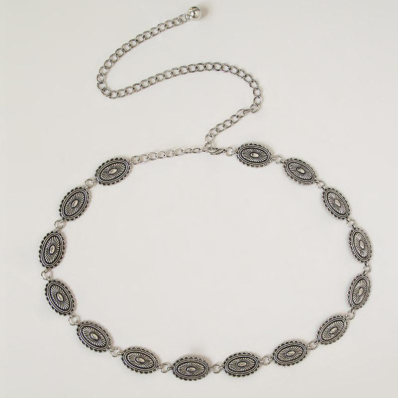 Inspired Metal Ethnic Waist Chain With Engraved Pattern For Women Outfits Casual