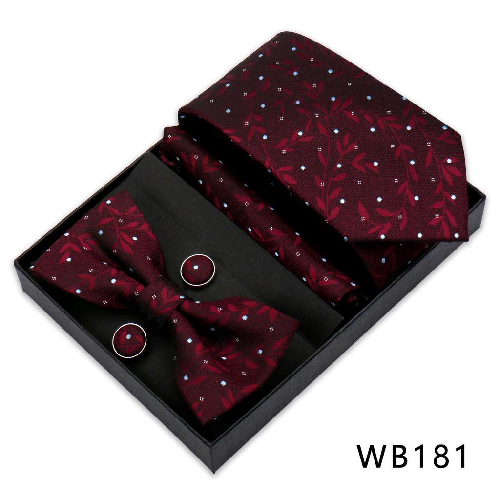 Men's Silk Bow Tie & Pocket Square Gift Set - Business & Wedding