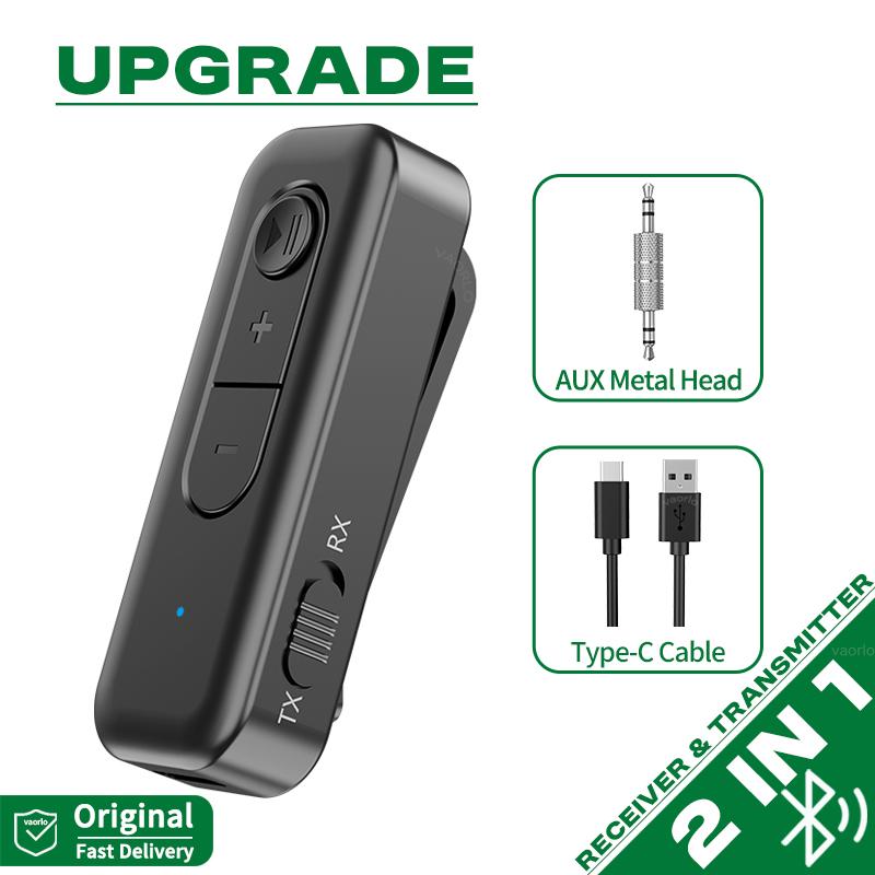 2-In-1 Bluetooth 5.3 Audio Transmitter Receiver 3.5MM AUX Collar-Clip With MIC Wireless Adapter For Car Airplane TV PC Car