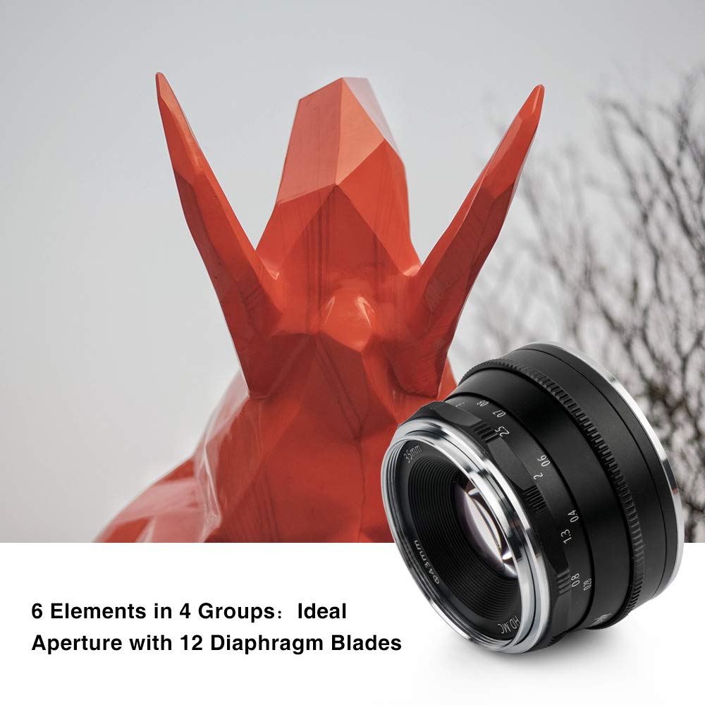 Pergear 35mm Manual Focus Fixed Lens for Fujifilm XF Mount Compatible with Fuji and F1.6 Cameras, X-A1, X-A10, X-A2, X-A3, A-at, X-M1, XM2, X-T1,