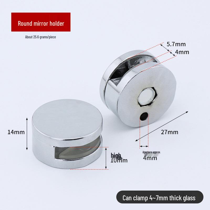 Bathroom Mirror Clip Bracket - Glass Shelf Support & Fixing Hardware