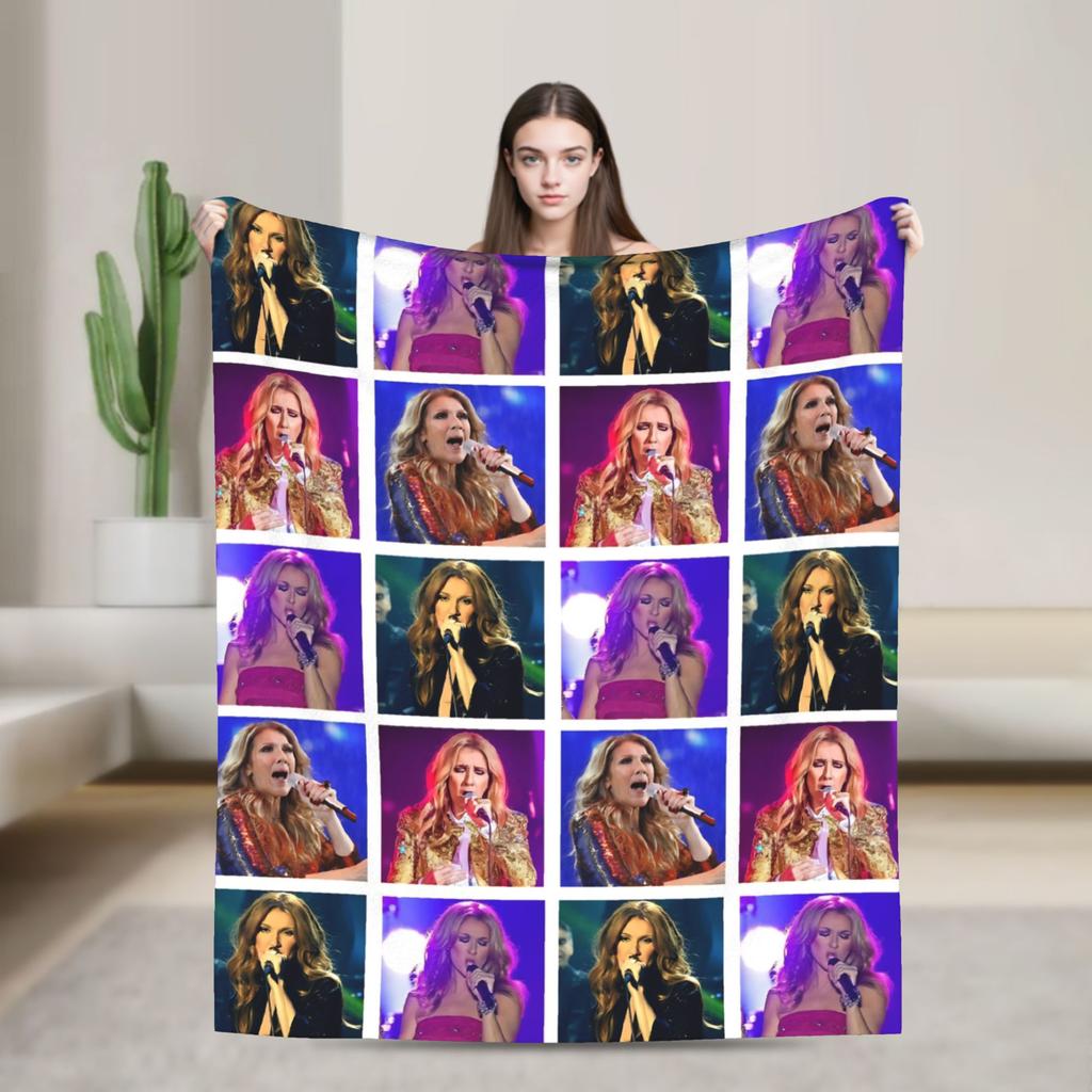 Celines Dion Siger Blanket Music Fuzzy Vintage Soft Throw Blankets for Home Summer