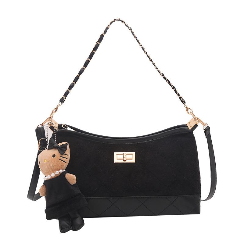 

Niche design casual personalized dumpling bag fashionable new trend shoulder bag seasonal women s messenger bag No pendant model чёрный