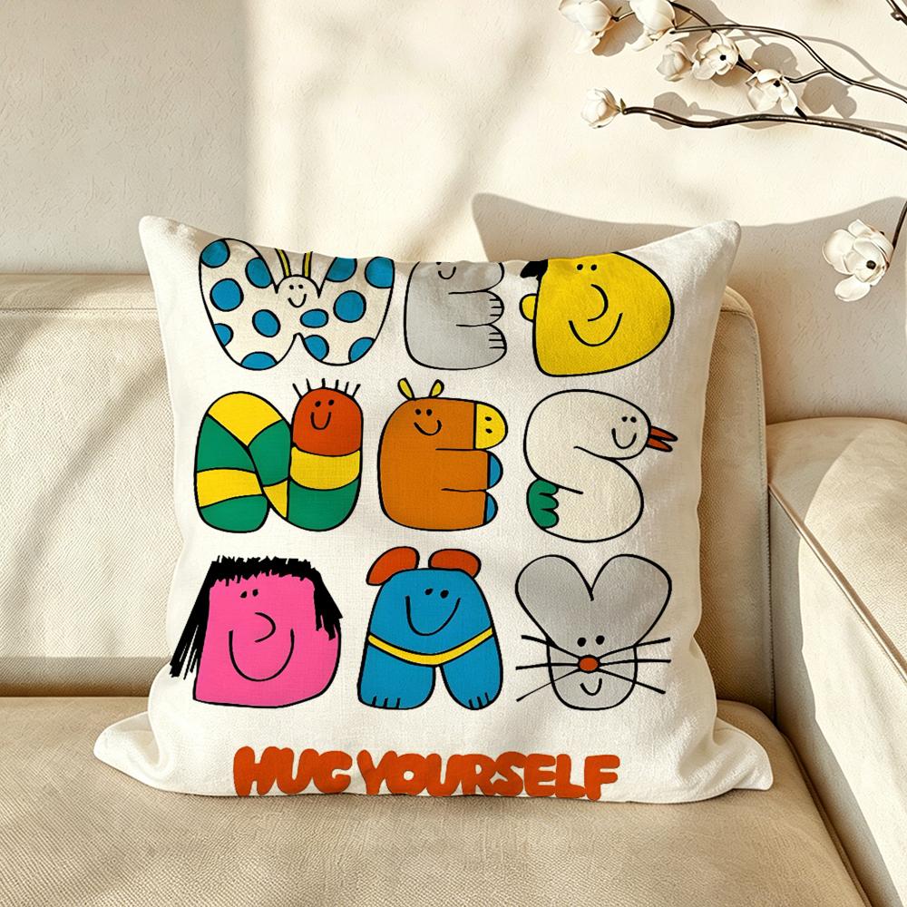 Art RRetro CCartoon Cushion Cover Pillow Case Antidustmite Pillowcase Silky Short Plush Sofa Cushion Cover hot