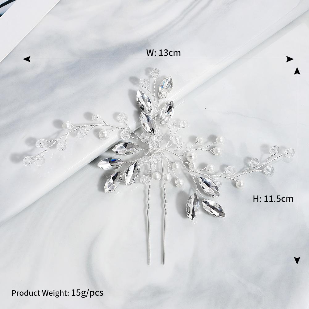 Bridal Jewelry High-end Handmade Pearl Crystal Hairpin Wedding Banquet Hairpin Headdress Silver Pin for Women