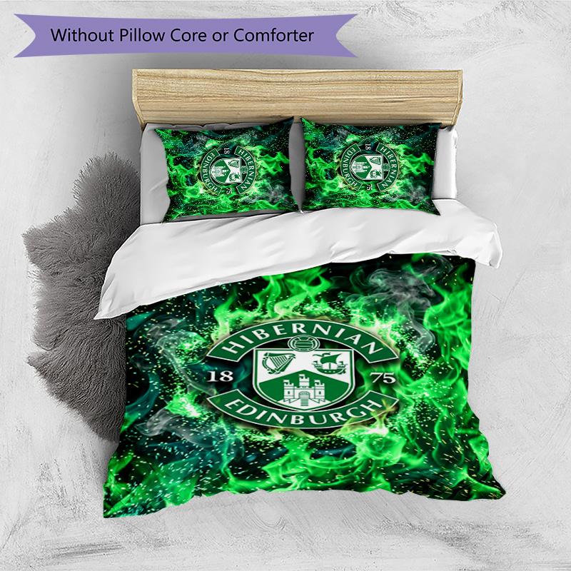 Hibernian FC Set Lenzuola Stampato 3 Pezzi Copripiumino Traspirante con Federe Biancheria da Letto Decorativa per Camera da Letto Casa