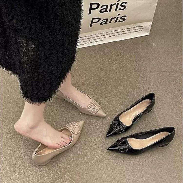 Single shoes women's inner height increase nude design sense niche one pedal light mouth casual shoes women