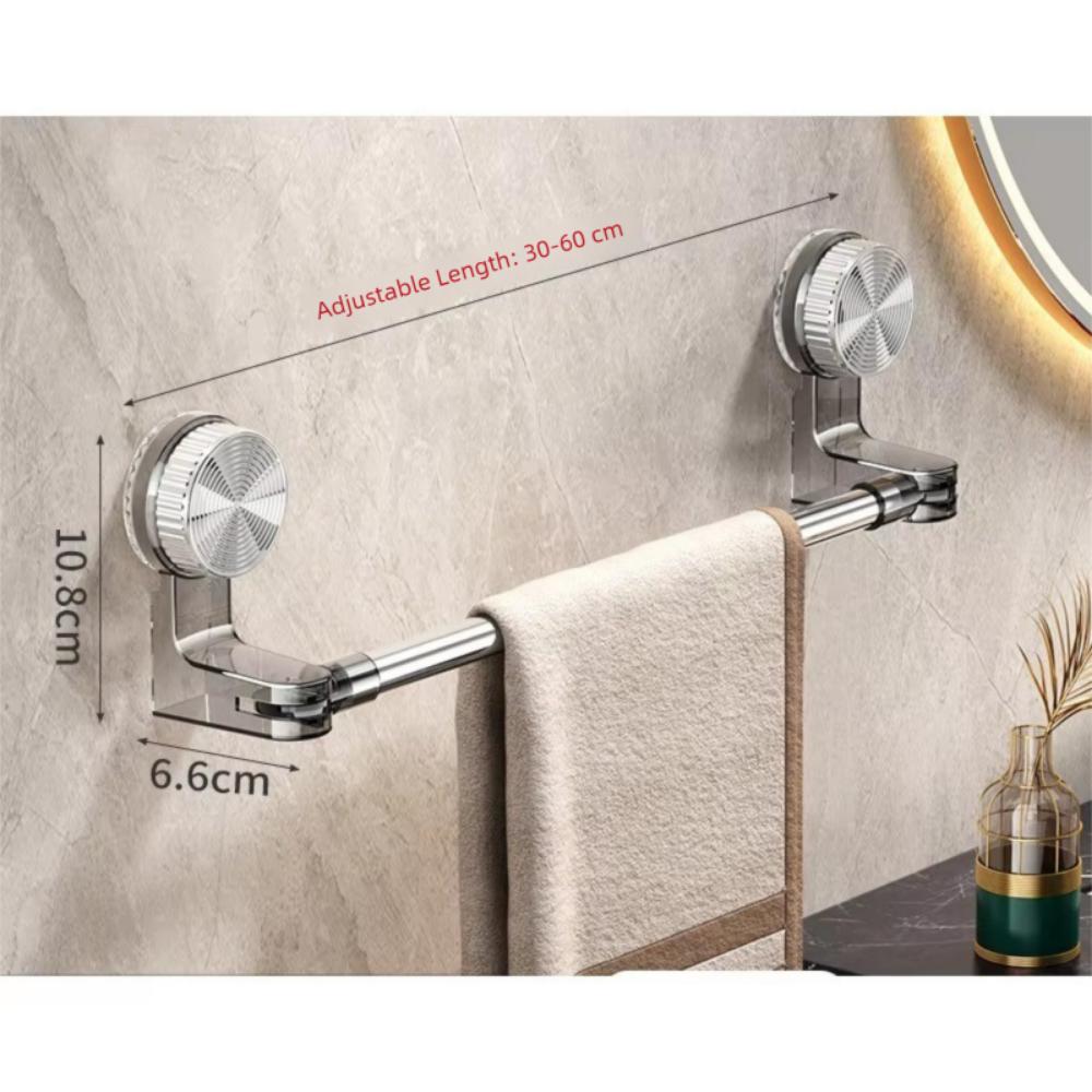 Portable Suction Cup Towel Holder No Drilling Rotatable Angle Towel Rod Retractable Towel Rack Kitchen Bathroom