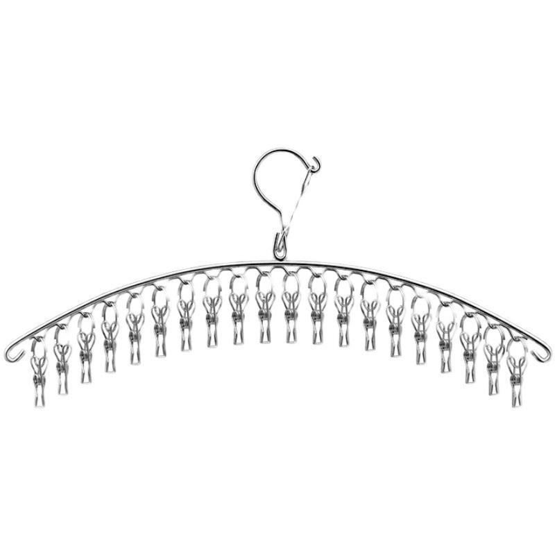 Stainless Steel Windproof Sock and Underwear Drying Hanger with Clips - Multifunctional Balcony Rack for Baby Clothes