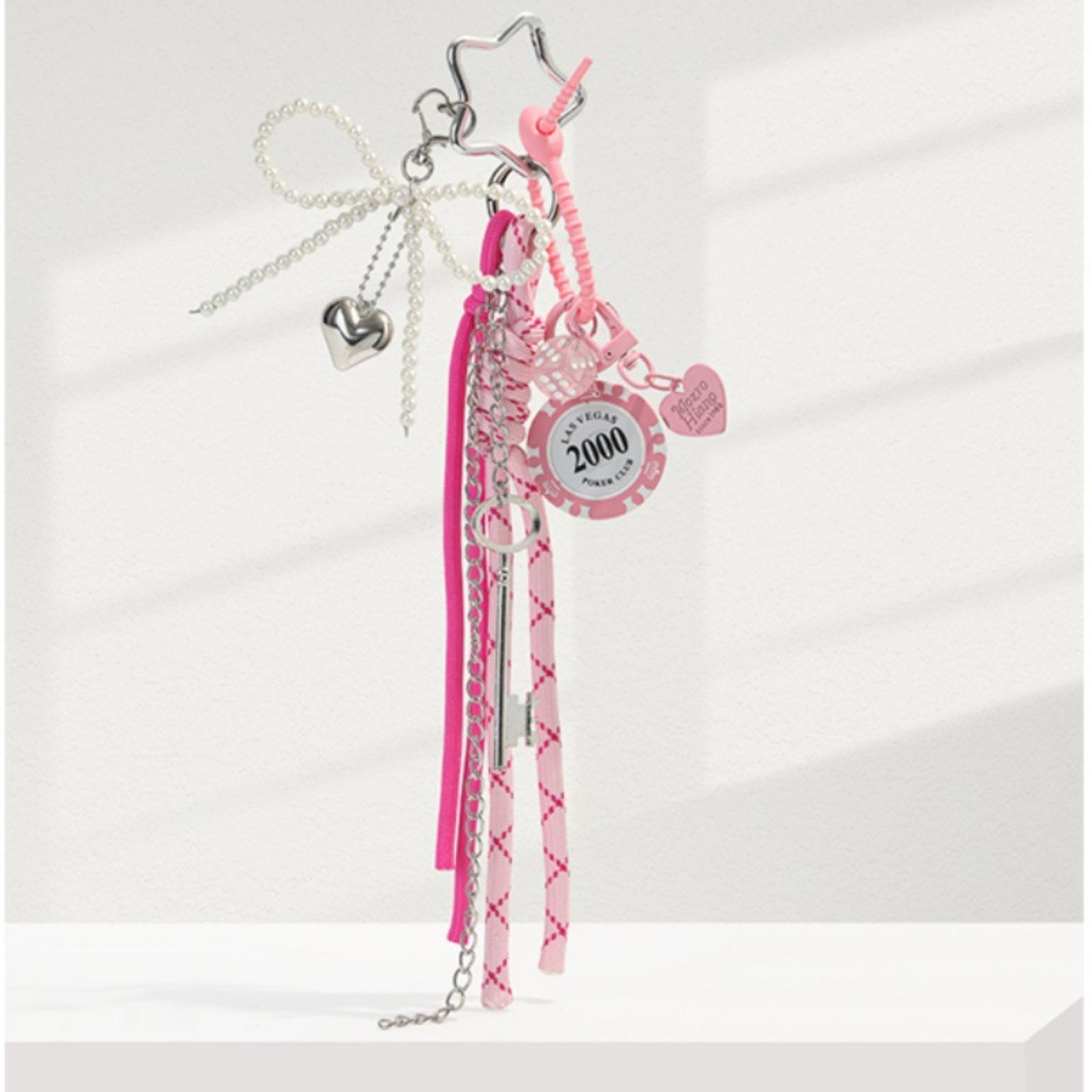 

Adorable Girly Pearl Bow Miu- Bag Charm Leather Heart Keyring Charm – Utterly Delightful One Size