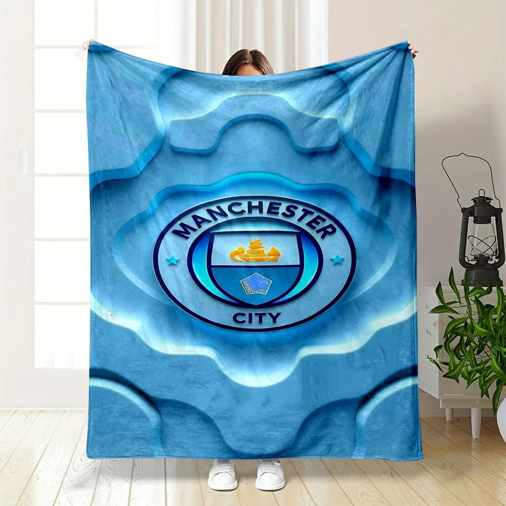 Manchester City Designed Flannel blanket for bedroom, living room, sofa, and nap