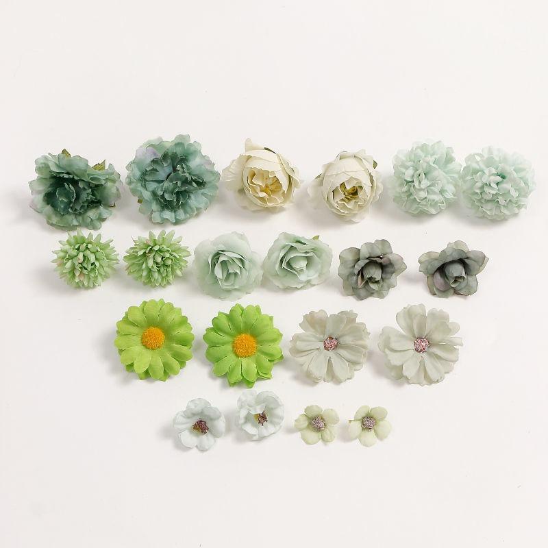 20Pcs Mini Silk Artificial Flowers Fake Rose Daisy Flower Heads Autumn Decoration for Home Room Wedding Wreath Accessories Gifts