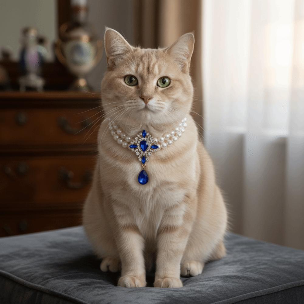 Adjustable Pet Pearl Necklace Vintage Cat Pearl Collar Fashion Dog Princess Necklace  Photography