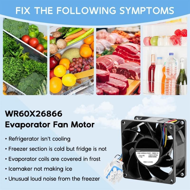 13.6V 0.16A WR60X26866 Refrigerator Fan Motor Assembly For WR60X10356 WR60X10357 WR60X26033 Replacement Housing