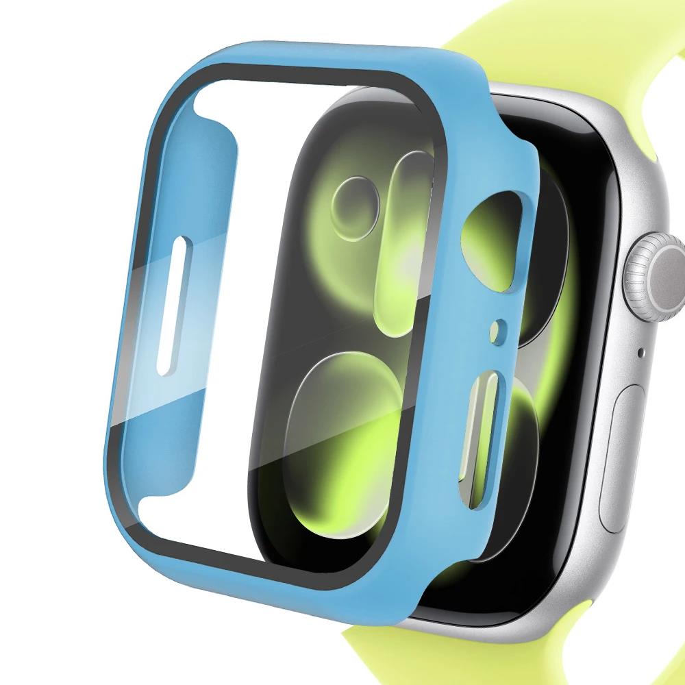 Tempered Glass+Cover For Apple watch Case 46mm 42mm 45mm 41mm 44mm 40 Screen Protector Apple Watch Accessories 11 10 9 6 SE 7 8 7