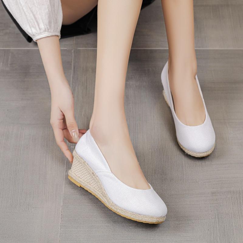 Wedges Woman Spring Summer Espadrilles Women Casual Slip-on Loafers Heeled Shoes Comfort Shallow Pumps Footwear Zapatos Mujer