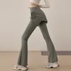 Women's 2025 Yoga Skirt Pants: Stylish Fake Two-Piece, Micro Flare Running & Fitness Long Pants for Spring