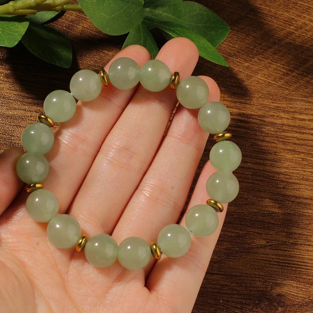 Elegant Green Aventurine Lucky Jade Bracelets Women Natural Stone 10mm Beads Bangles Summer Jewelry Stackable Girl Gift