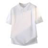 Summer 2026 Men's Italian Knit Polo Shirt - Retro Solid Color Lapel Short Sleeve
