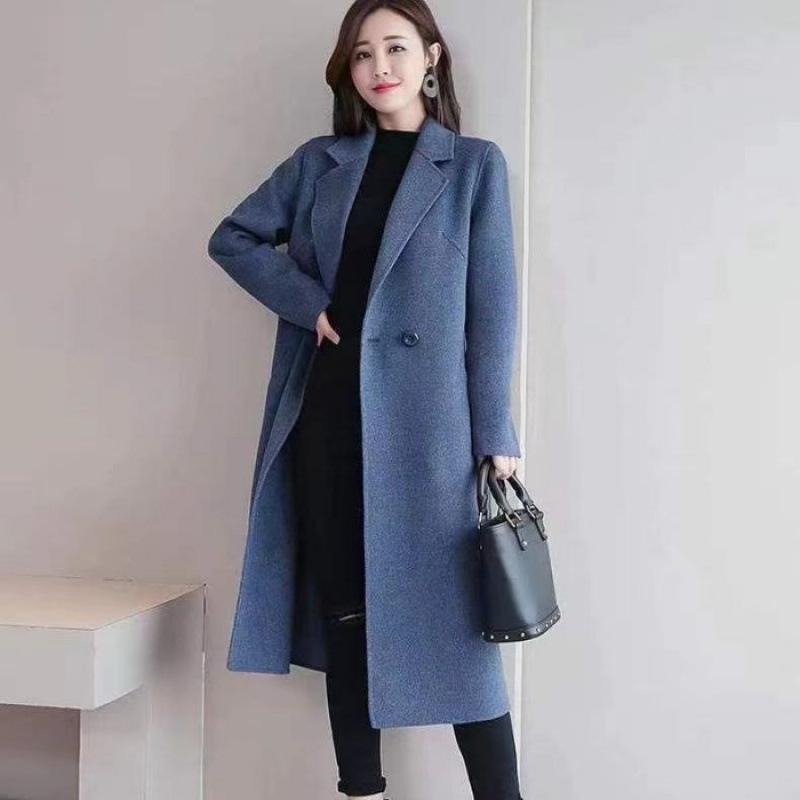 Autumn and Winter Latest Woolen Coat Womens Medium and Long Over-knee Relaxed Fit and Thin Stylish Coat Women