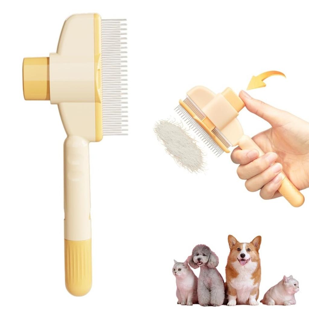 Kartáč pro kočky na línání, Kartáč pro kočky na vyčesávání s uvolňovacím tlačítkem, Kartáč pro kočky na úpravu srsti pro krátkosrsté a dlouhosrsté kočky