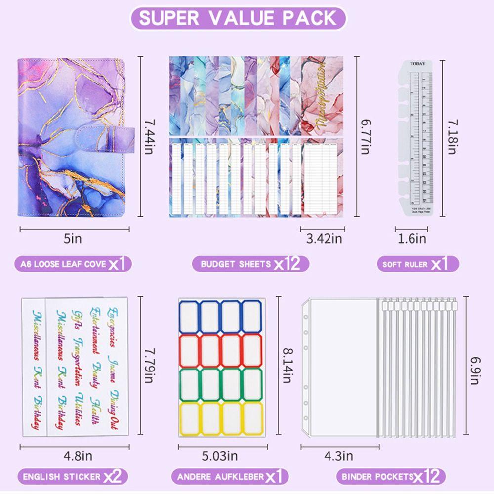 with Zipper Cash Envelopes A6 Budget Binder PU Leather Budget Planner Organizer  Lovers