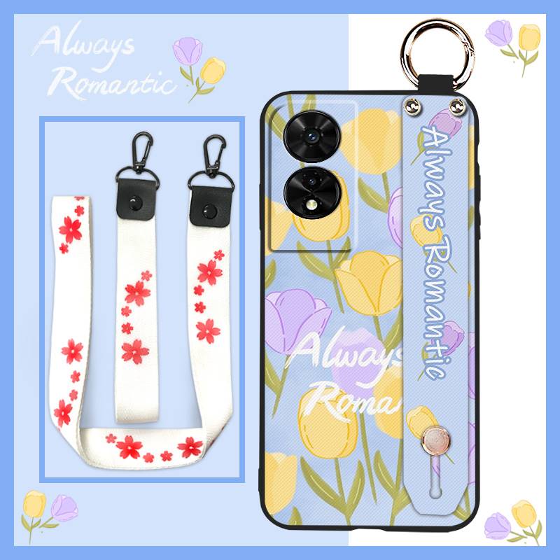Fashion Design Oil Painting Phone Case For TCL 505/T509K/T5094 Wrist Strap Lanyard Anti-dust Silicone Waterproof Durable