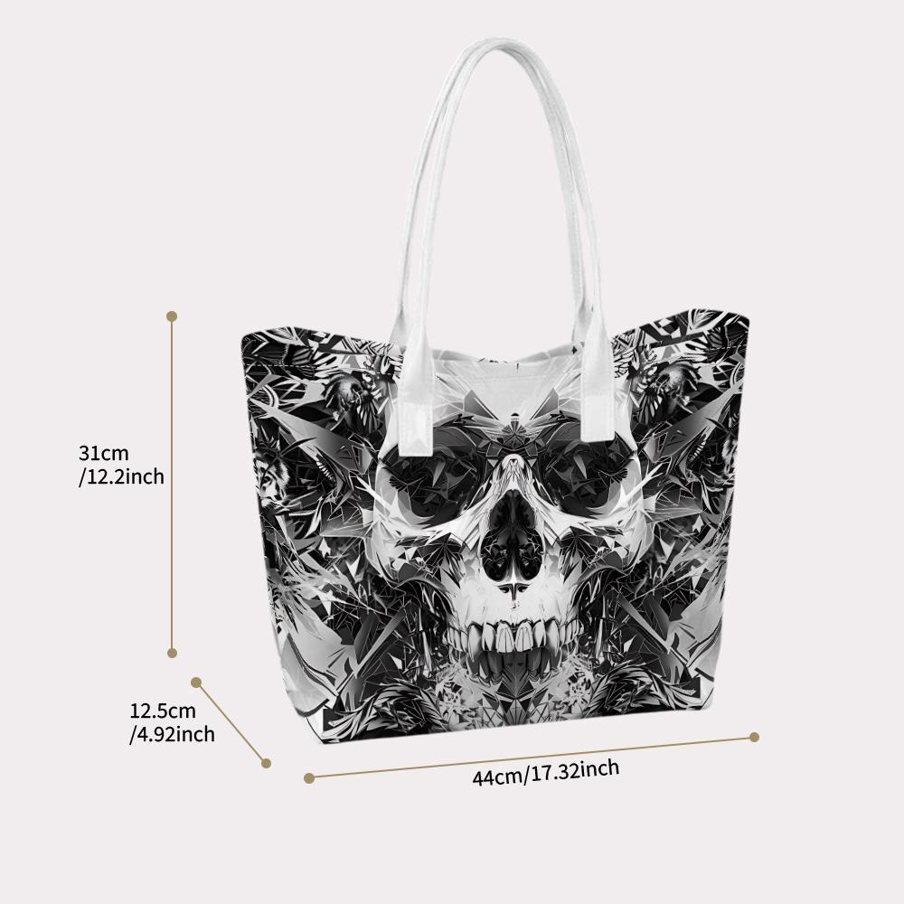 Gothic Skull Pattern Tote Bag Fashion Large Capacity Daily Carry Handbag