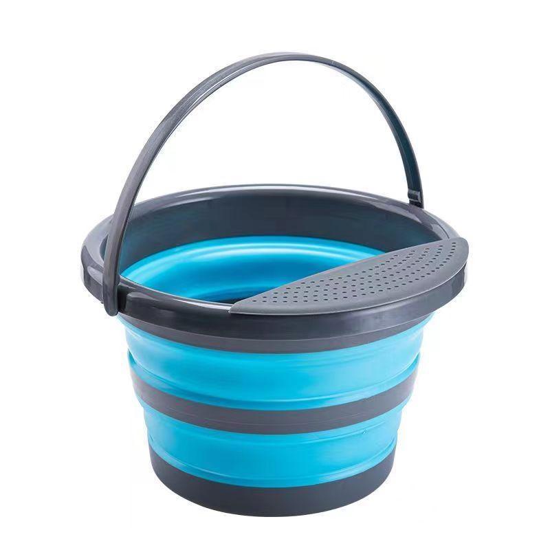Seau Pliant Multifonctionnel 4L Seau Pliant Portable Camping Seau Pliant en Silicone Voyage Extérieur Lavage de Voiture Pêche