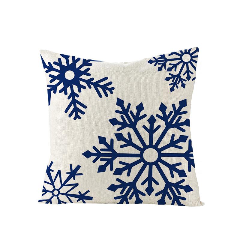 Blue Christmas Pillow Case Polyester Printed Christmas Elk Pillow Home Sofa Pillow Case