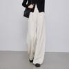 Women's High Rise Drawstring Wide Leg Sweatpants Loose Fit Curved Pants 2025 Winter Fleece Lined Casual Trousers
