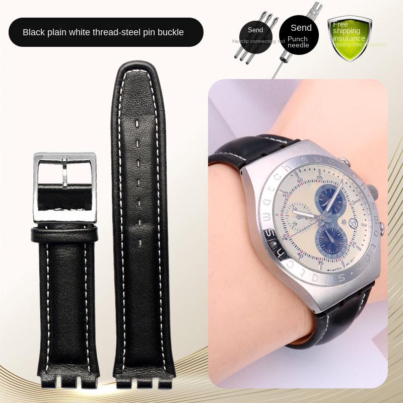 For swatch YCS YAS YGS series watch band 17mm 19mm genuine leather Wrist Strap Women men watch strap belt bracelet accessories