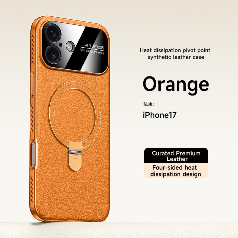 PU Leder Magnetischer Ringhalter Hülle Für iPhone 17 17Pro Max iPhone Air Weicher Rahmen Stoßfest Halterung Rückseite Für 17ProMax