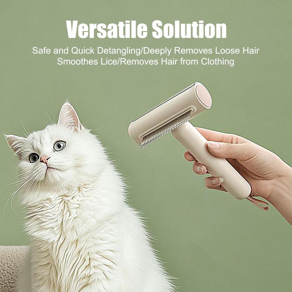 Cat Comb Dog Hair Brush With Lint Remover Stainless Steel Cat Dematting Tool For Kittens Puppies Medium Large Animals