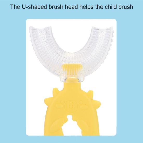 U-Shape Children Toothbrush Cow Design Silicone Bright Colored Newborn Toothbrush for Home