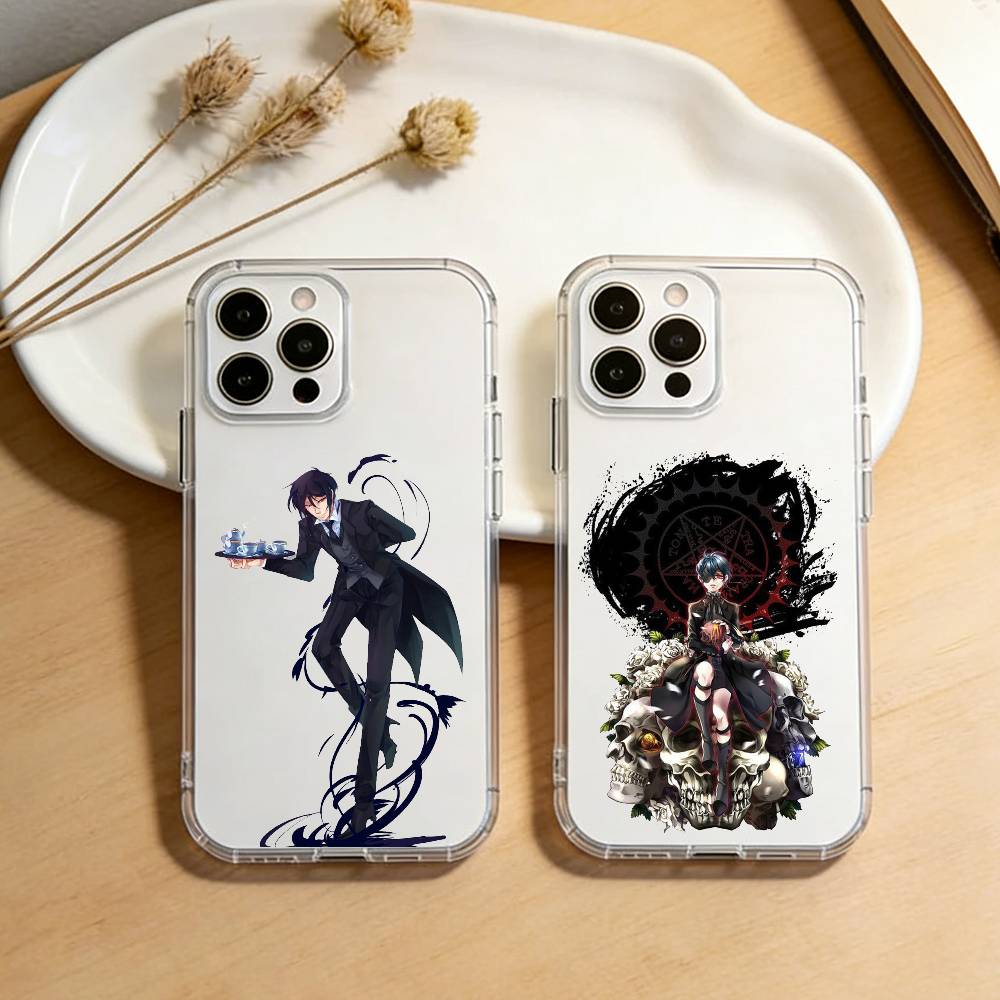 Black Anime B-ButlerS Phone Case For iPhone 17 16 15 14 13 12 11 Mini Pro Max Plus Transparent Cover
