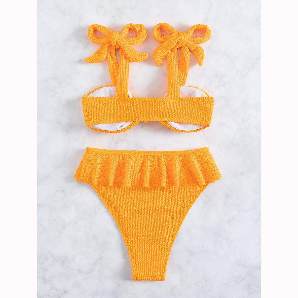 Сексуальный женский купальник с рюшами в рубчик — фото 4