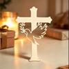 10Pcs Wood Wooden Peace Dove Cross Hollow Dove Tabletop Decorations  Classic Baptism Decorations