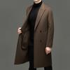Men's 100% Wool Double-Faced Double-Breasted Lapel Collar Business Casual Long Coat
