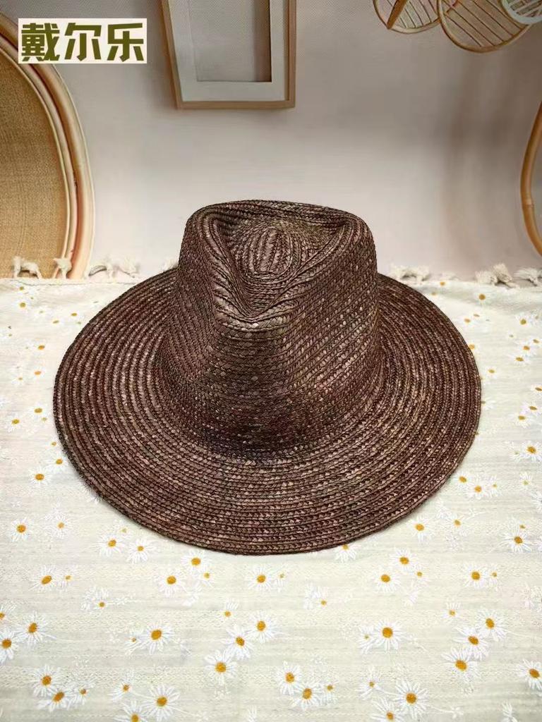 Natural Grass Retro Japanese Top Hat Unisex Straw Straw Straw Hat Summer Shading Sun Protection Beach Vacation Sun Hat