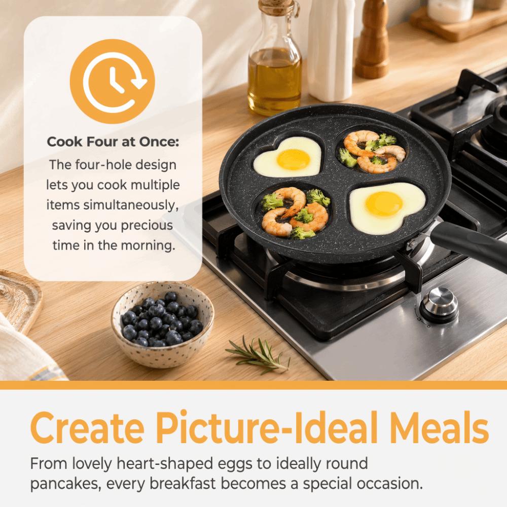 Black Frying Pan Aluminum Alloy Omelette Pan Durable Egg Frying Pan Pancake Bacon Burger
