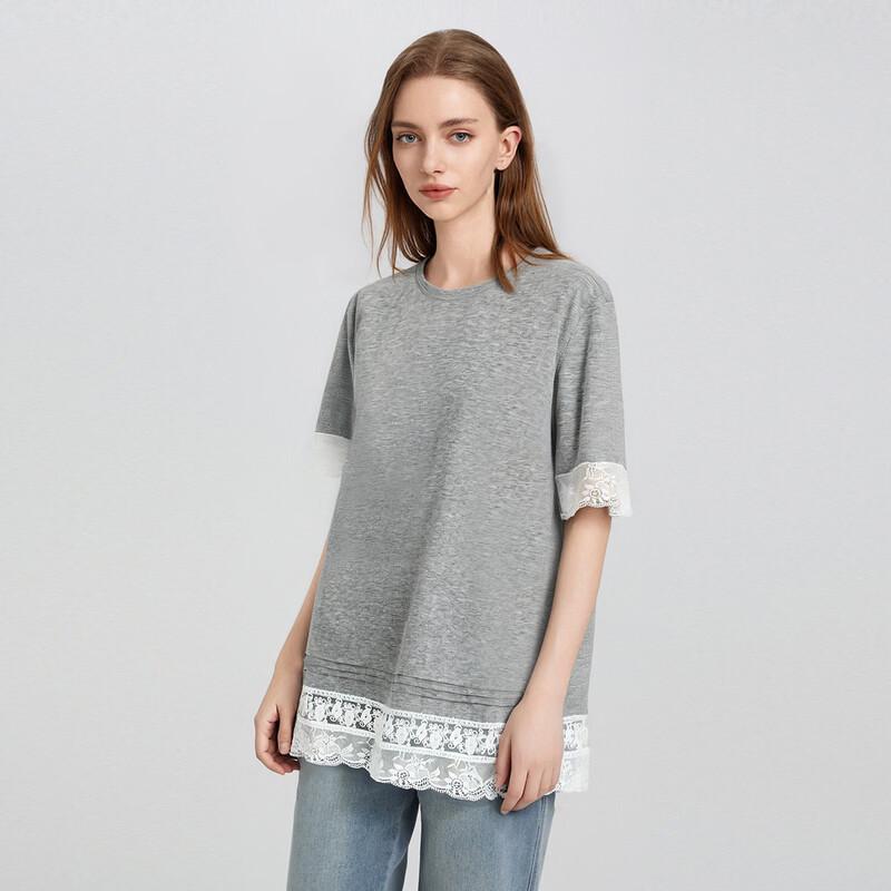Women s Lace-Trim Short Sleeve T-Shirt S