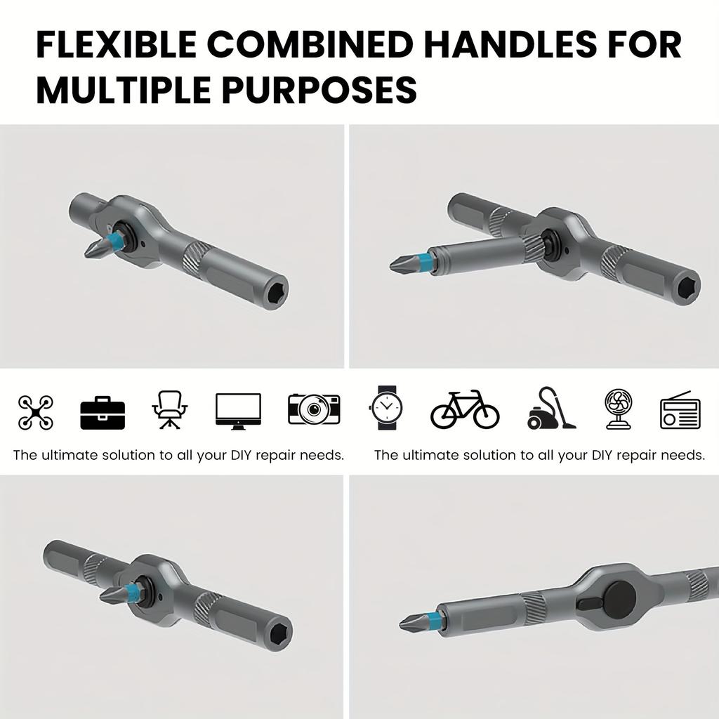 24-in-1 Magnetic Screwdriver Set, Multifunctional Hand Tool Kit with Detachable T-Handle Ratchet, DIY Home Maintenance Tool Box