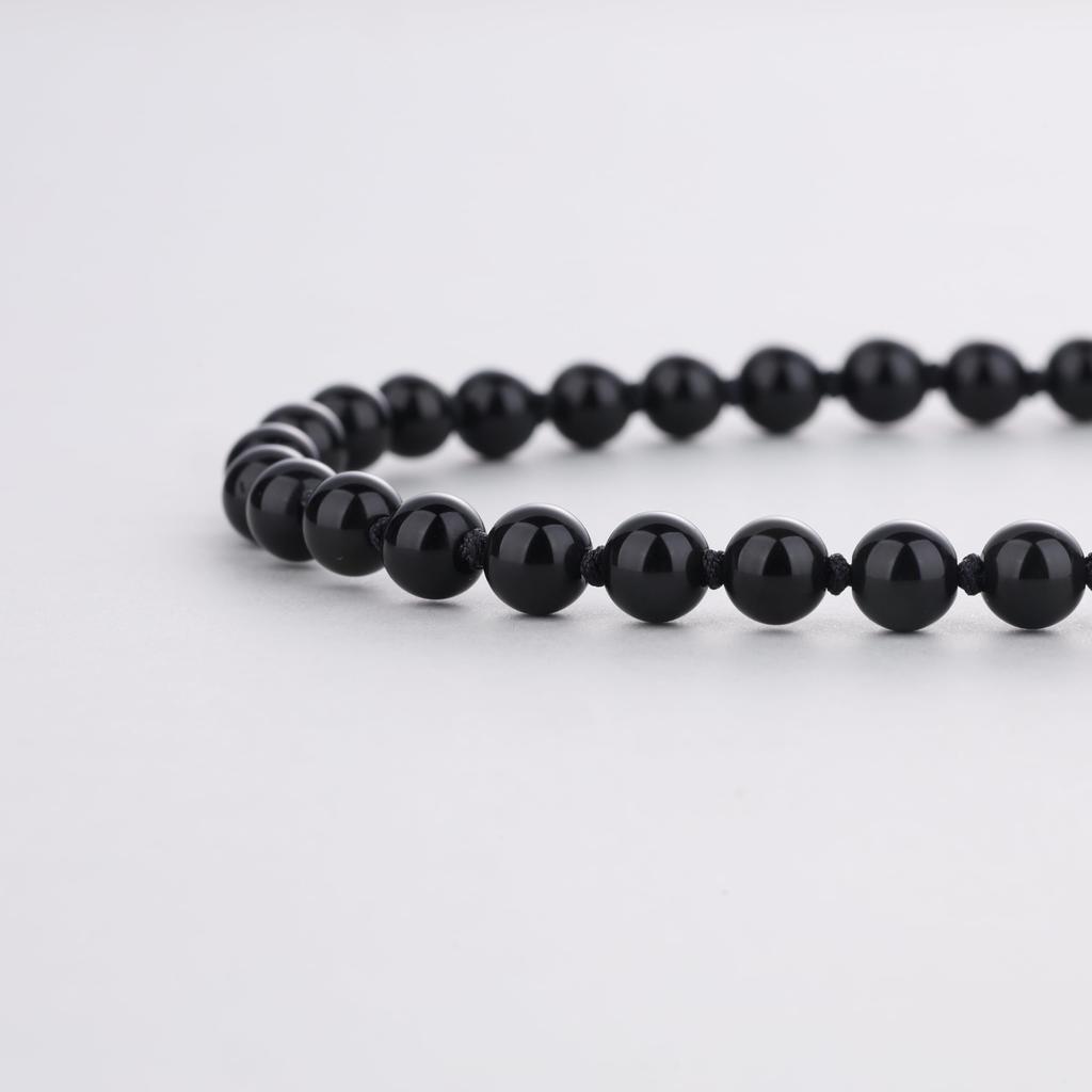 Rhodonite Leaf Obsidian Power Stone Unisex [COAI] 108-Bead Necklace,