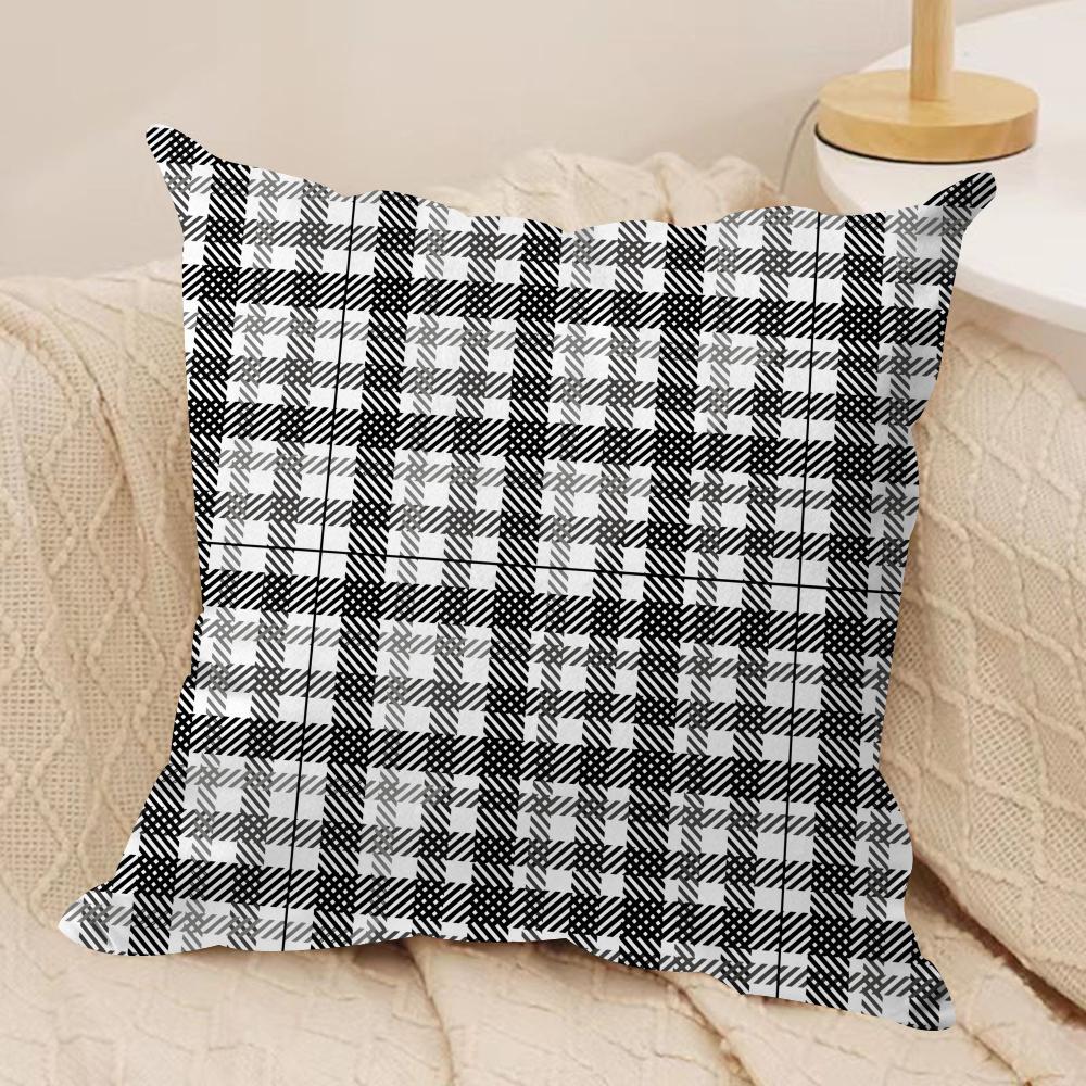 Black and White Style Cushion Cover Soft Plush Fabric DoubleSided Printed Sofa Cushion Cover for All Seasons Home Decor Gift