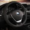 DERMAY Black Car Sport Steering Wheel Cover Leather Auto Steering Covers Universal 37-38cm Wheel Covers Car Inter Accessories