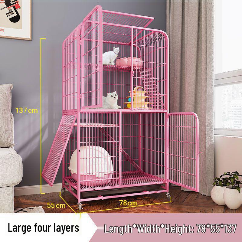 Cat Villa with Integrated Litter Box - Spacious, Secure Indoor Cage for Cats